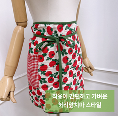 Tomato check mini apron / 토마토 체크 미니 앞치마