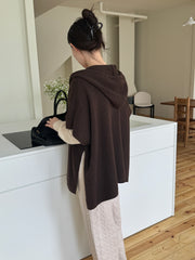 Fine wool hooded shawl knit / 파인울 후드 숄 니트