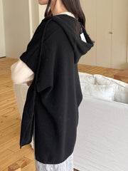 Fine wool hooded shawl knit / 파인울 후드 숄 니트