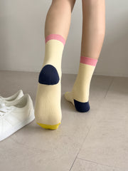 Combine Mid-Calf Color Block Socks / 컴바인 골지 중목 양말