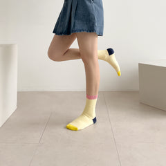 Combine Mid-Calf Color Block Socks / 컴바인 골지 중목 양말