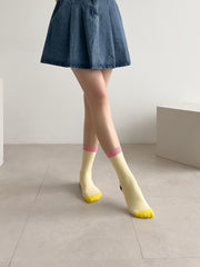 Combine Mid-Calf Color Block Socks / 컴바인 골지 중목 양말