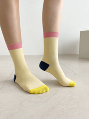 Combine Mid-Calf Color Block Socks / 컴바인 골지 중목 양말
