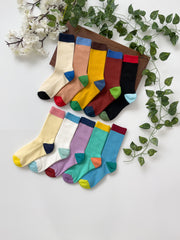 Combine Mid-Calf Color Block Socks / 컴바인 골지 중목 양말