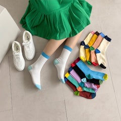 Combine Mid-Calf Color Block Socks / 컴바인 골지 중목 양말