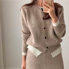 Knitted cardigan and skirt set