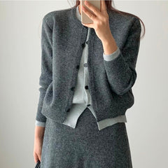 Knitted cardigan and skirt set