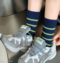 Wool striped color-block socks / 울 스트라이프 양말