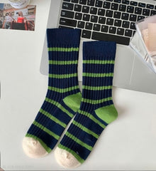 Wool striped color-block socks / 울 스트라이프 양말