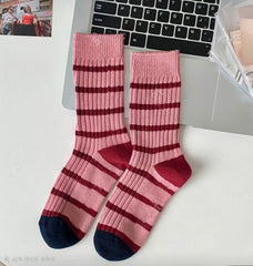 Wool striped color-block socks / 울 스트라이프 양말