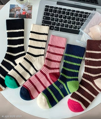 Wool striped color-block socks / 울 스트라이프 양말