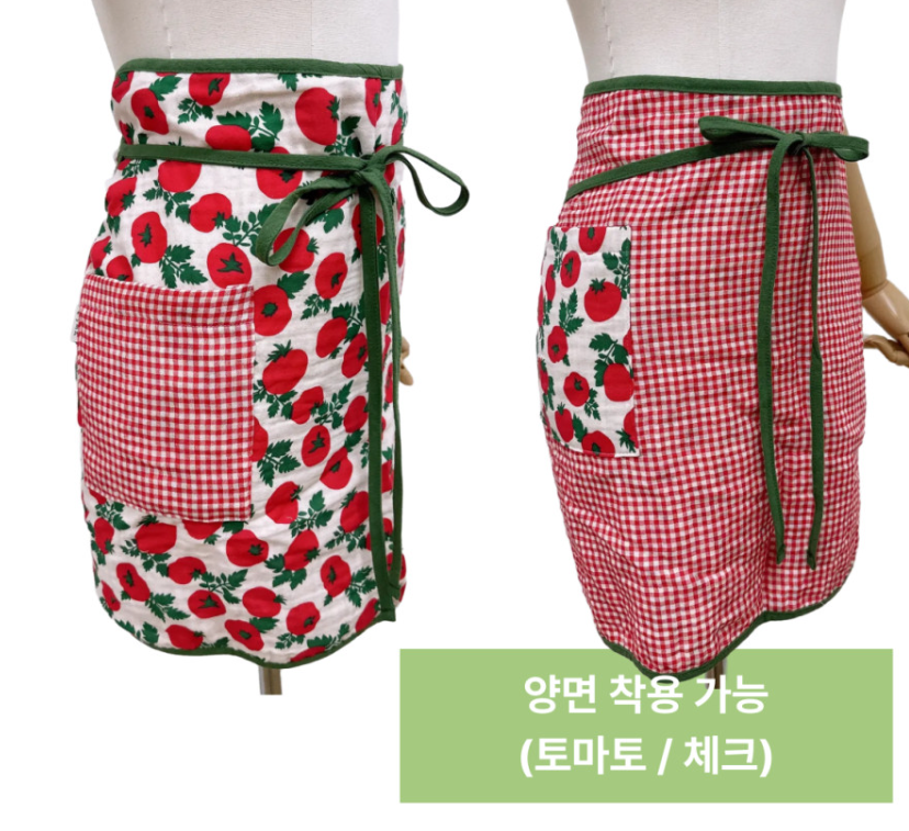 Tomato check mini apron / 토마토 체크 미니 앞치마