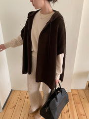 Fine wool hooded shawl knit / 파인울 후드 숄 니트