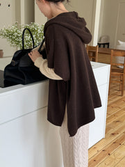 Fine wool hooded shawl knit / 파인울 후드 숄 니트