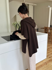 Fine wool hooded shawl knit / 파인울 후드 숄 니트