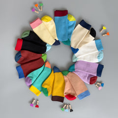 Combine Mid-Calf Color Block Socks / 컴바인 골지 중목 양말