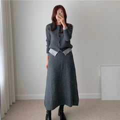 Knitted cardigan and skirt set