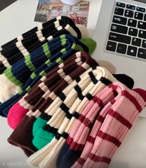 Wool striped color-block socks / 울 스트라이프 양말