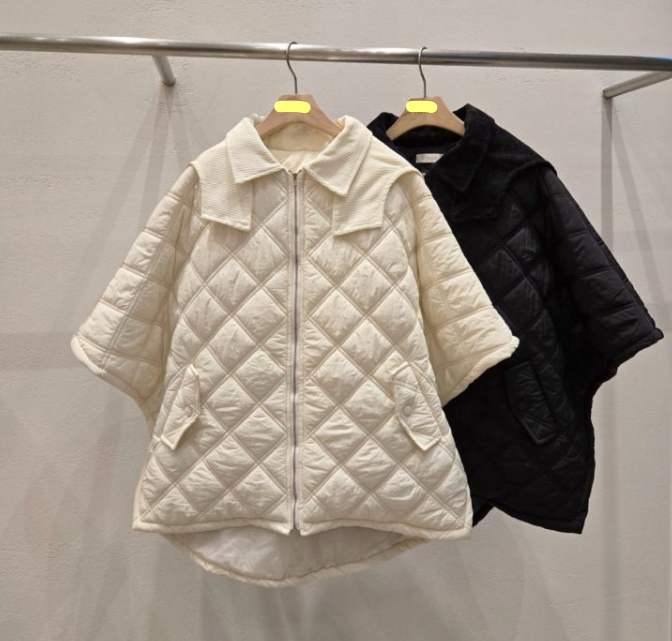 Padded Hooded Cape / 패딩 후드 케이프
