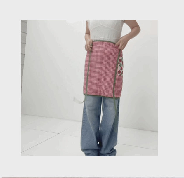 Tomato check mini apron / 토마토 체크 미니 앞치마