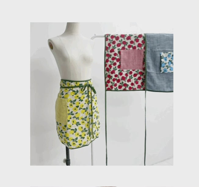 Tomato check mini apron / 토마토 체크 미니 앞치마